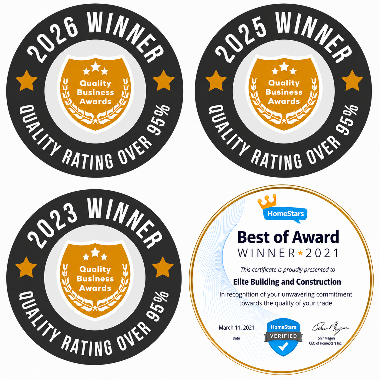 Elite AWARDS received in 2021, 2023, 2025, 2026